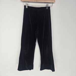Hanna Andersson Velour Pants Kids 140 US 10 Black Wide Leg Velvet Flared Cozy‎